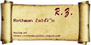 Rothman Zalán névjegykártya